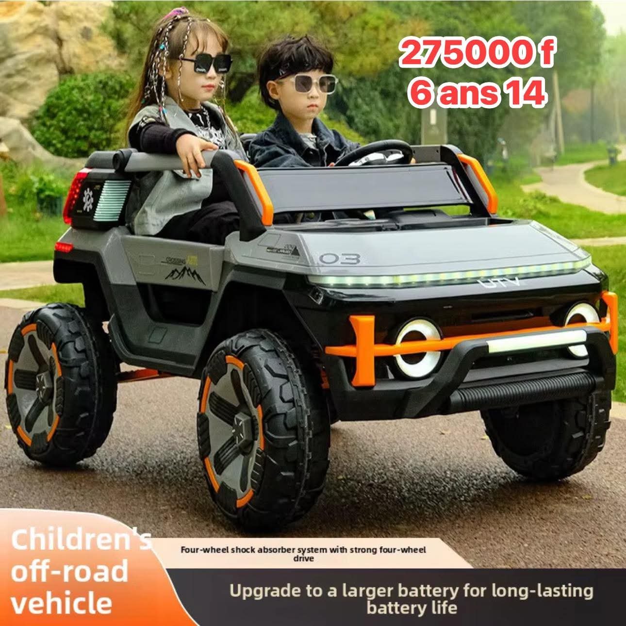 Voiture électrique tout-terrain pour enfants – 2 places