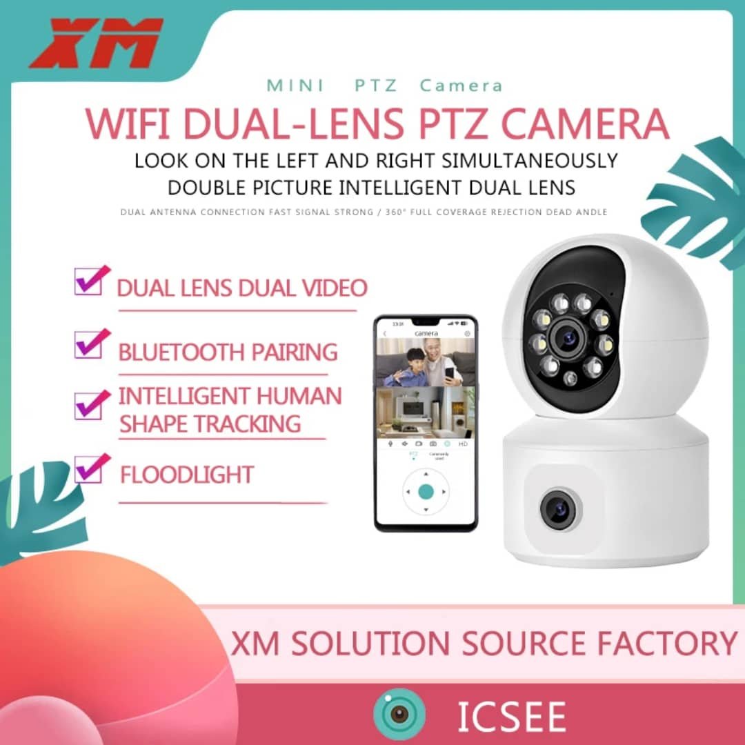 Caméra de surveillance WiFi 2K double objectif – Rotative 360°