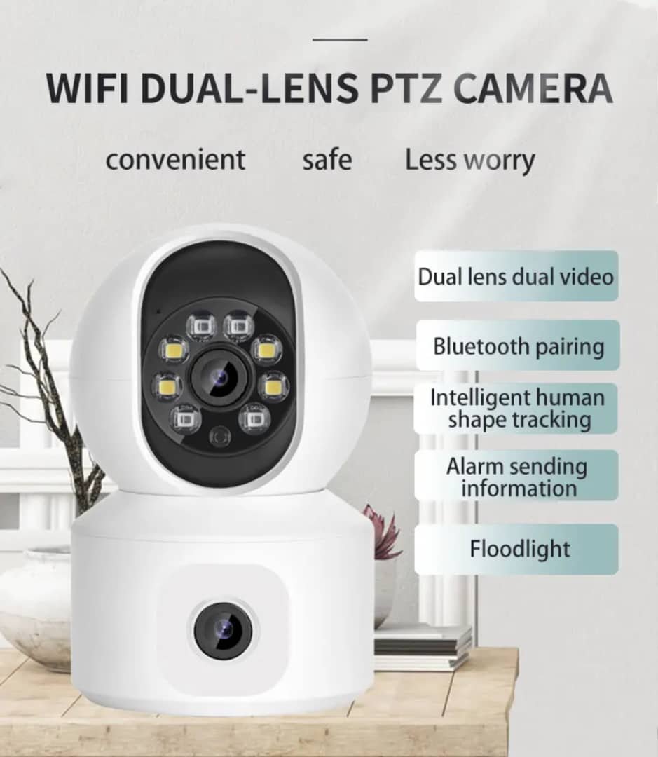 Caméra de surveillance WiFi 2K double objectif – Rotative 360°